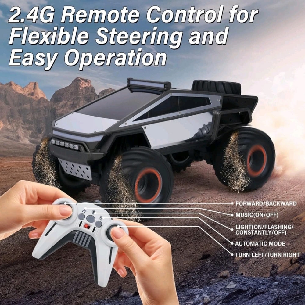 Black and Silver Remote Control Car Monster Cyber Truck - Picture 2 of 3